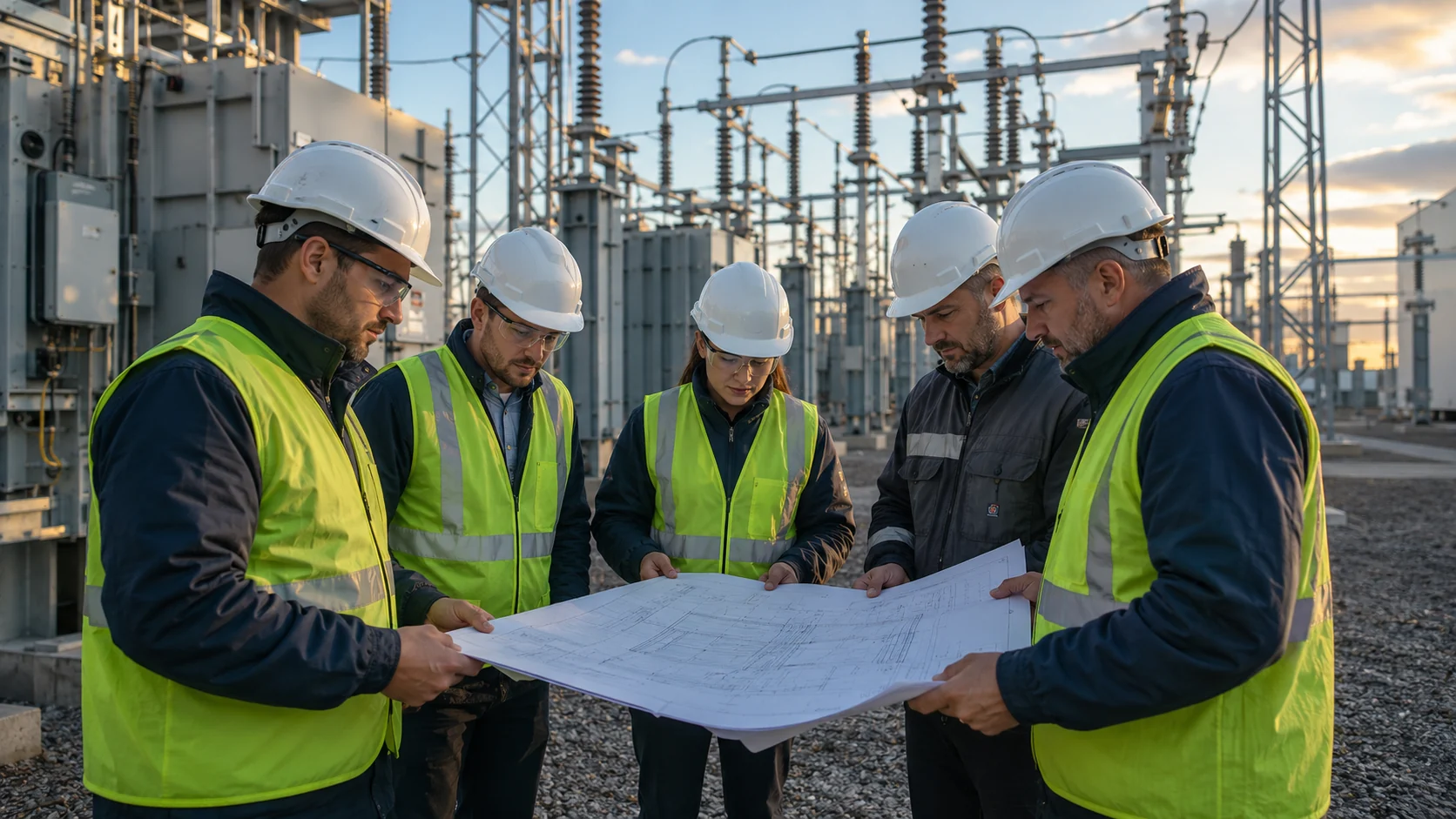 Energy project team on site